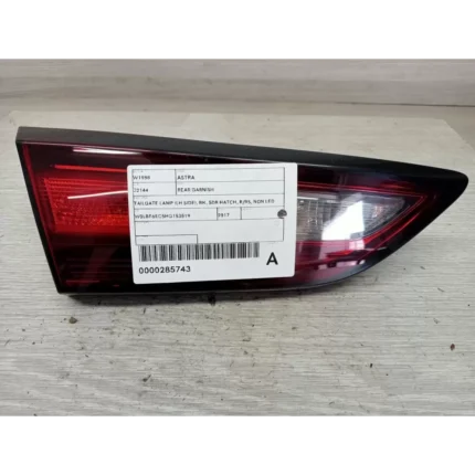 HOLDEN ASTRA REAR GARNISH TAILGATE LAMP (LH SIDE), BK, 5DR HATCH, R/RS, NON LED